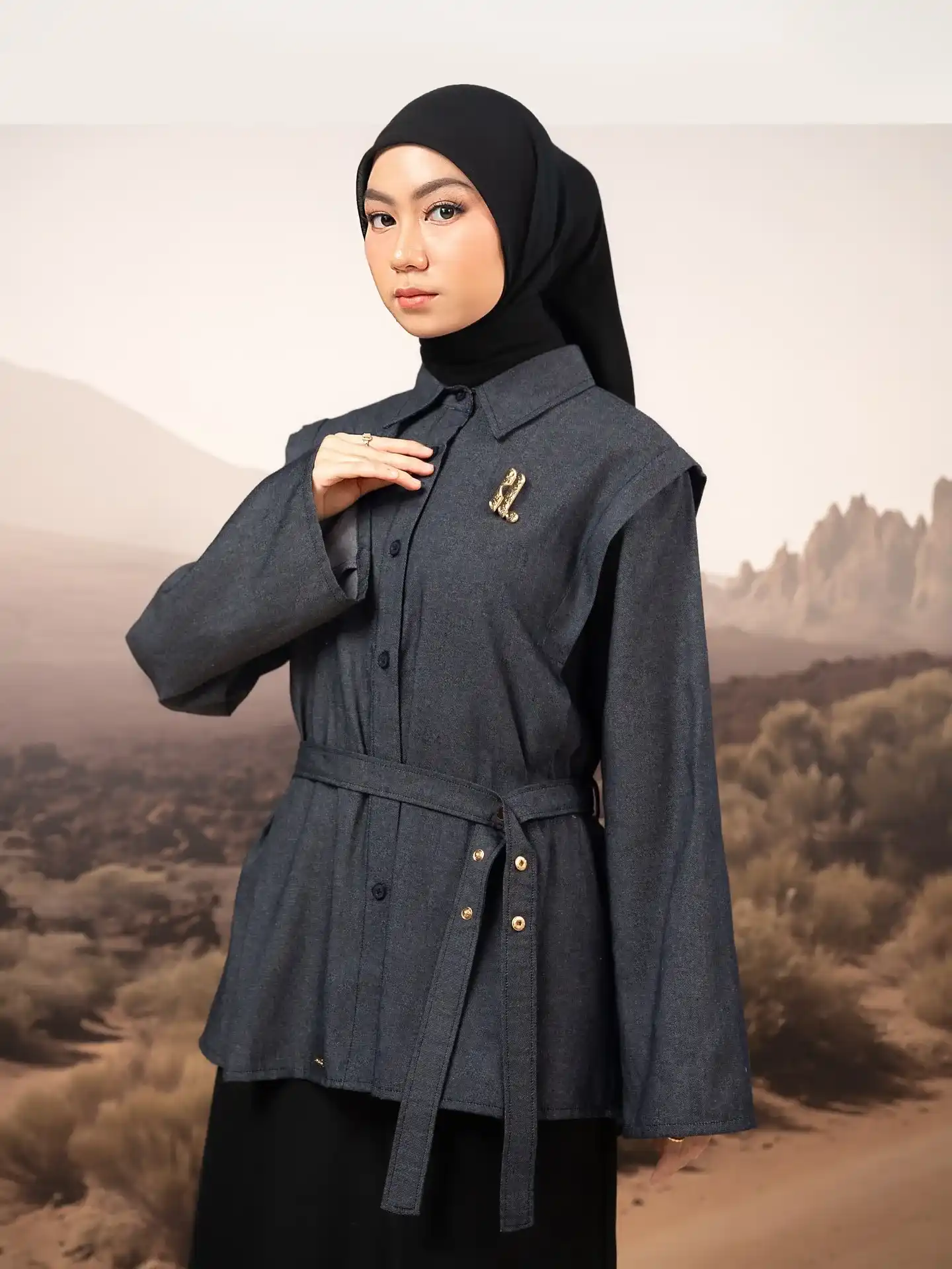warna jilbab yang cocok untuk baju biru denim