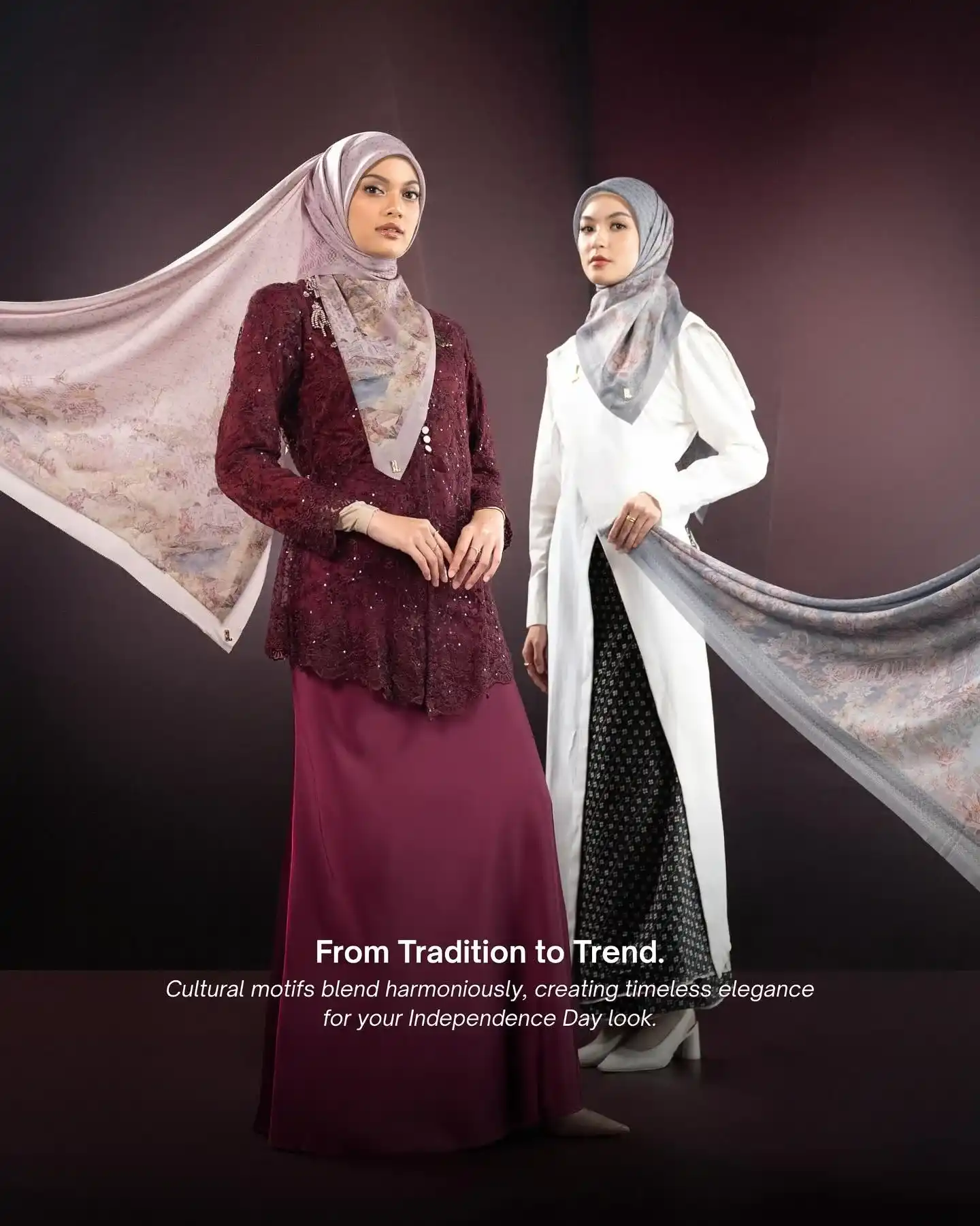 outfit merah putih hijab